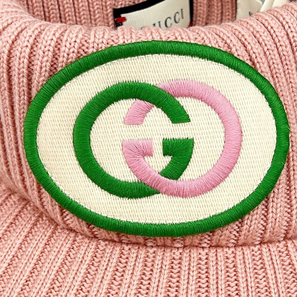 NWT Gucci Knitted Vistor Wool Embroidered Patch Head In Pink Hat Size S - Picture 6 of 13
